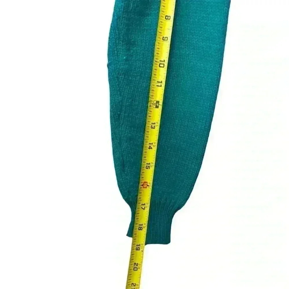 Vintage Dana Scott Teal & Gold Embellished Sweater Size Small 80s Sweater - Picture 7 of 8